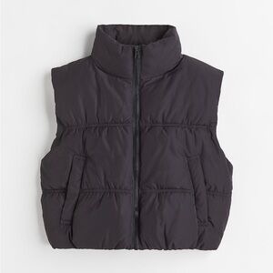 H&M Divided Black Puffer Cropped Vest athleisure - EUC